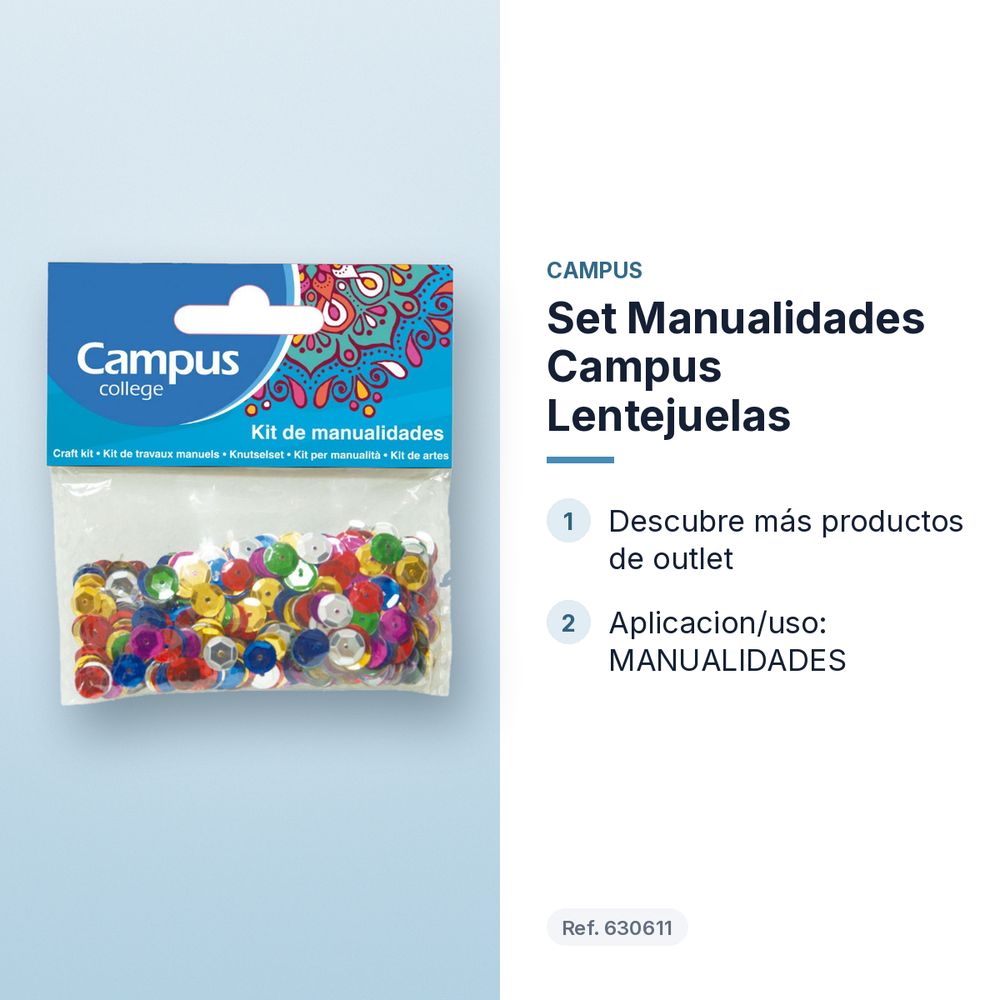 SET MANUALIDADES CAMPUS LENTEJUELAS - características principales