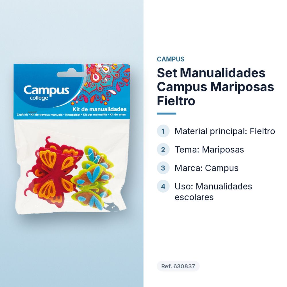 SET MANUALIDADES CAMPUS MARIPOSAS FIELTRO - características principales