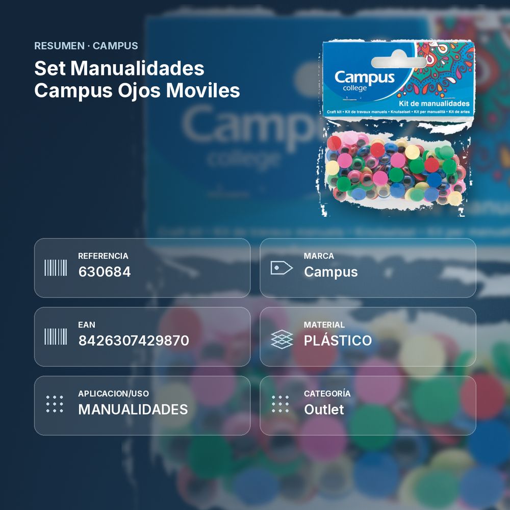 SET MANUALIDADES CAMPUS OJOS MOVILES - resumen de atributos