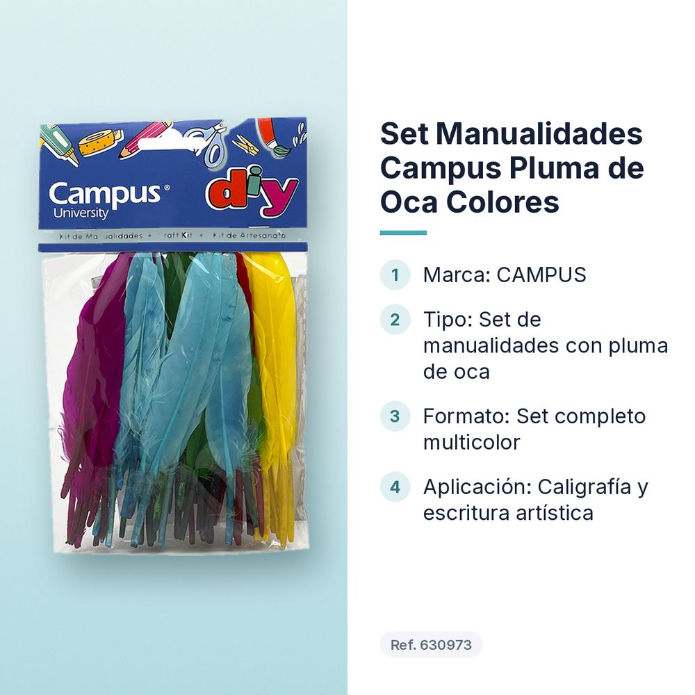 SET MANUALIDADES CAMPUS PLUMA DE OCA COLORES - características principales