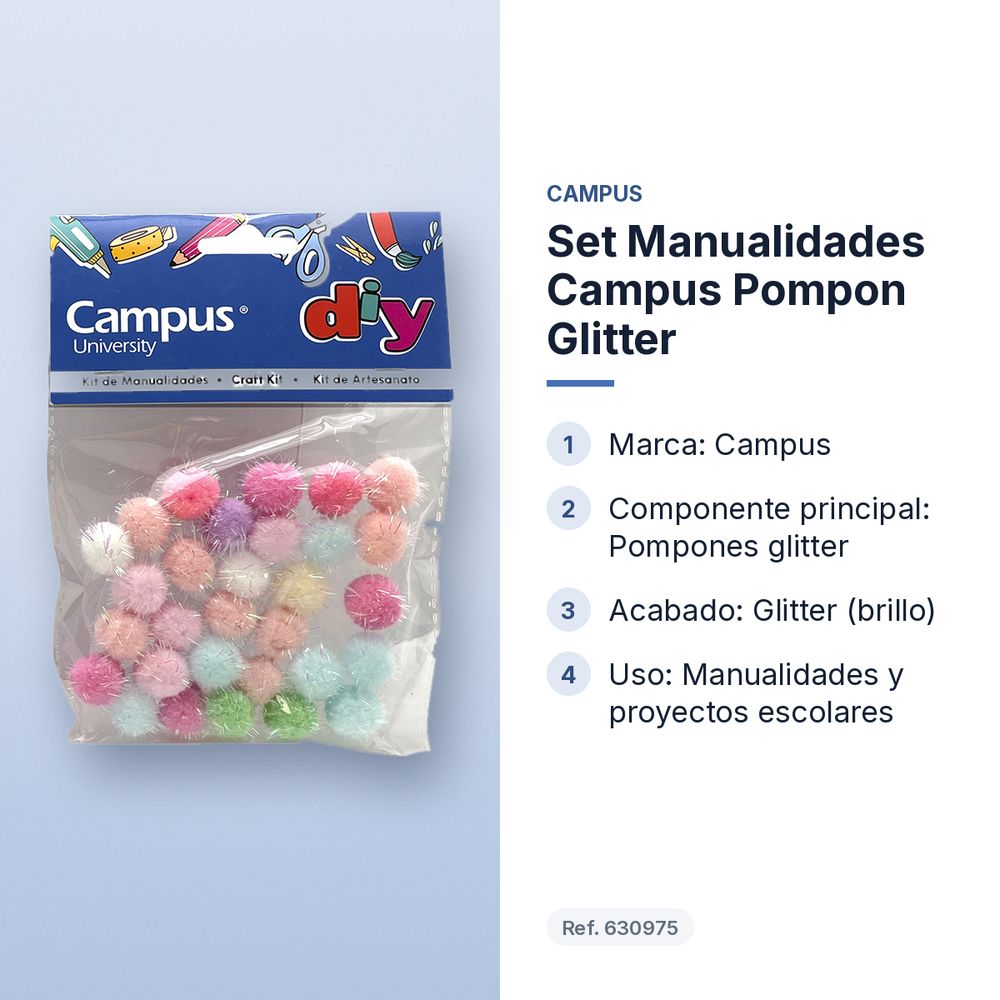 SET MANUALIDADES CAMPUS POMPON GLITTER - características principales