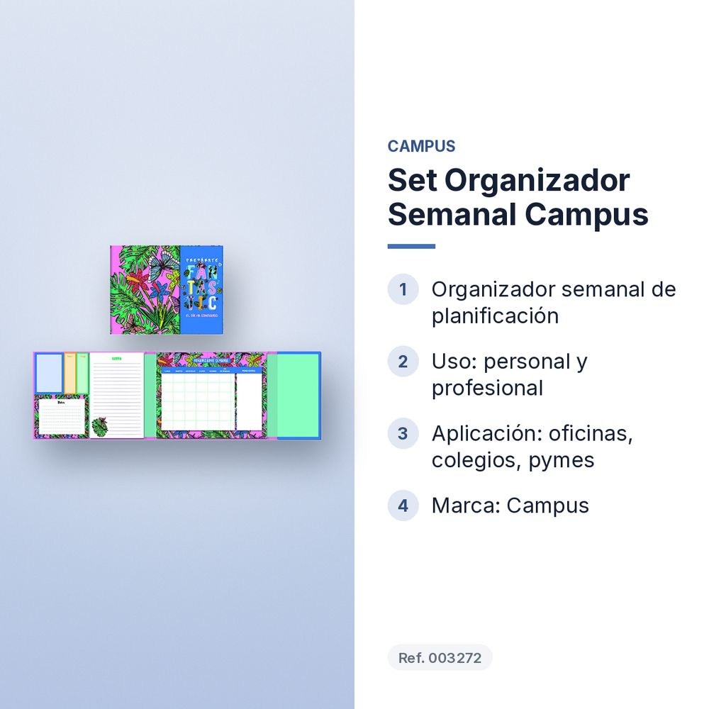 SET ORGANIZADOR SEMANAL CAMPUS - características principales