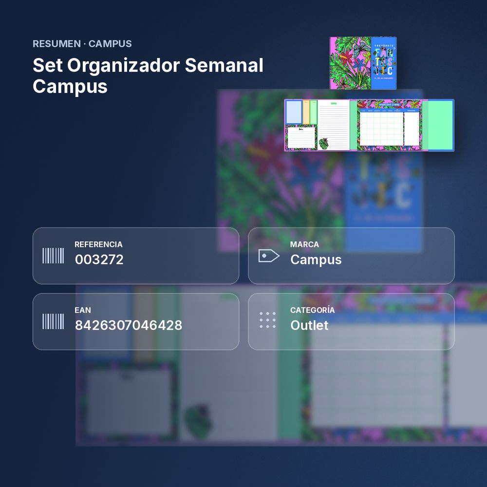 SET ORGANIZADOR SEMANAL CAMPUS - resumen de atributos