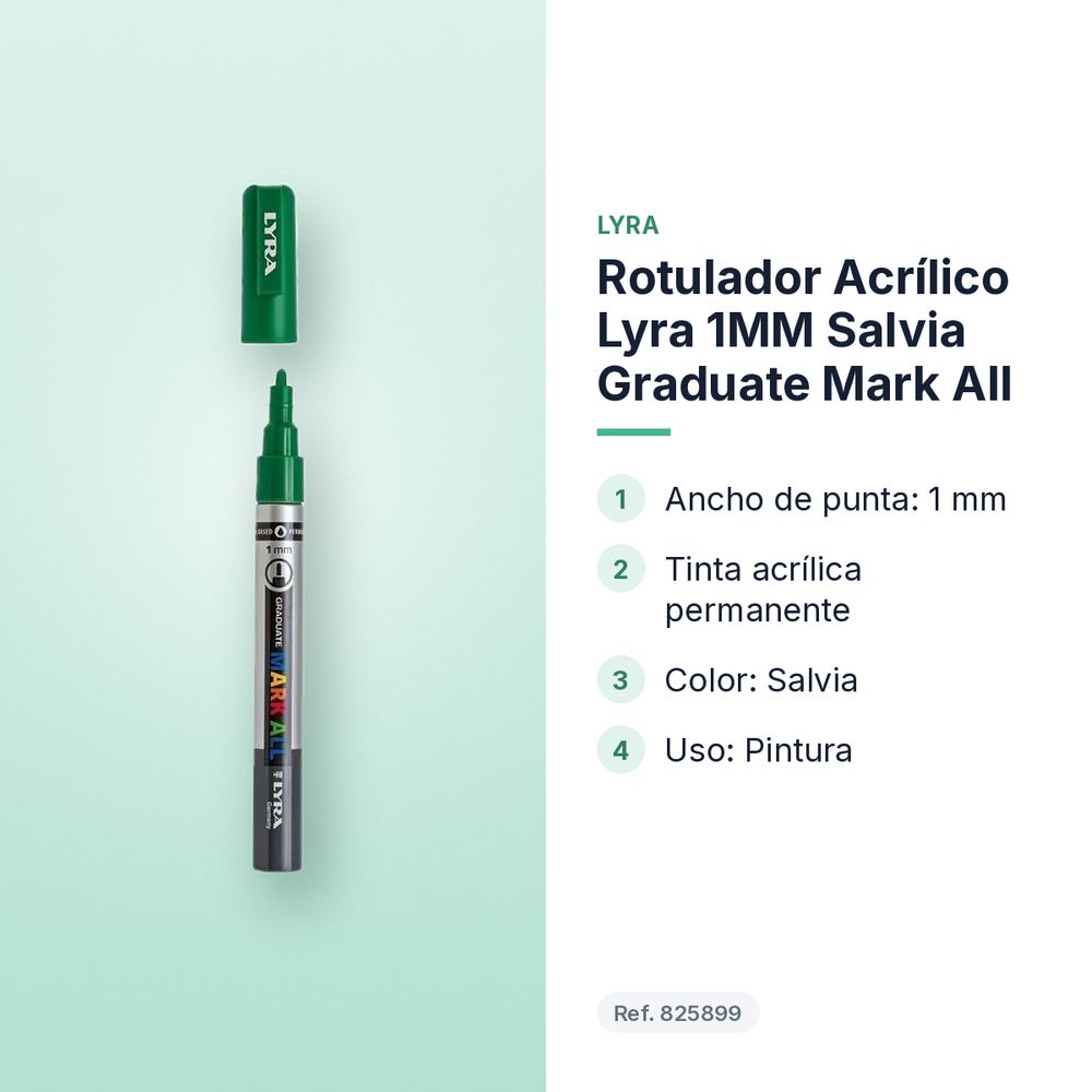 ROTULADOR ACRÍLICO LYRA 1MM SALVIA GRADUATE MARK ALL - características principales