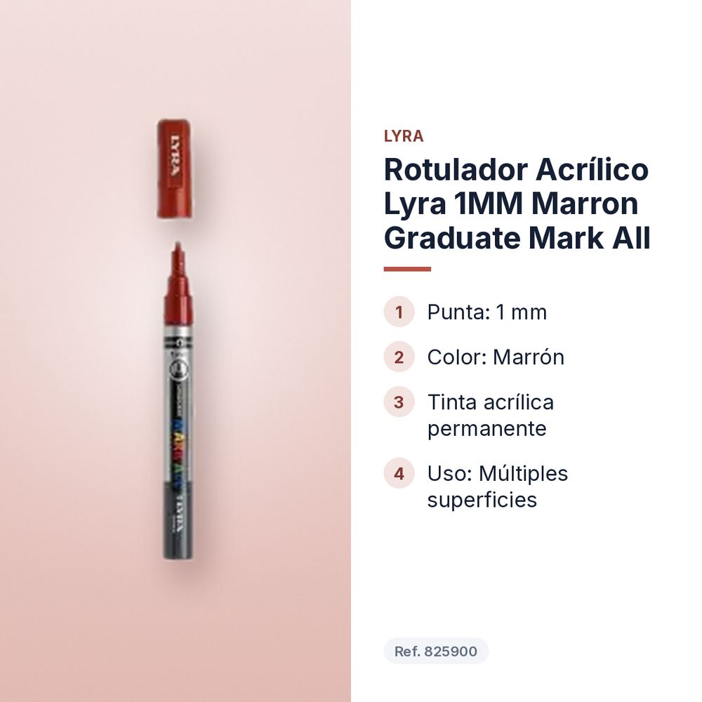 ROTULADOR ACRÍLICO LYRA 1MM MARRON GRADUATE MARK ALL - características principales