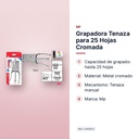 GRAPADORA TENAZA PARA 25 HOJAS CROMADA - características principales