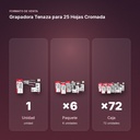 GRAPADORA TENAZA PARA 25 HOJAS CROMADA - formato de venta: paquete de 6, caja de 72