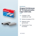 GRAPAS ERICHKRAUSE Nº 10 GALVANIZADAS CAJA 1.000 UDS - características principales