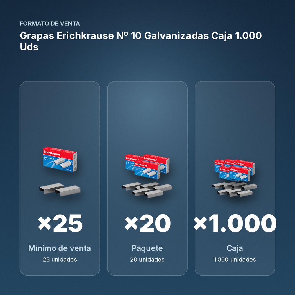 GRAPAS ERICHKRAUSE Nº 10 GALVANIZADAS CAJA 1.000 UDS - formato de venta: paquete de 20, caja de 1000