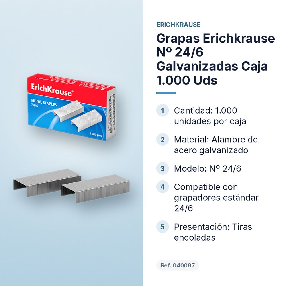 GRAPAS ERICHKRAUSE Nº 24/6 GALVANIZADAS CAJA 1.000 UDS - características principales