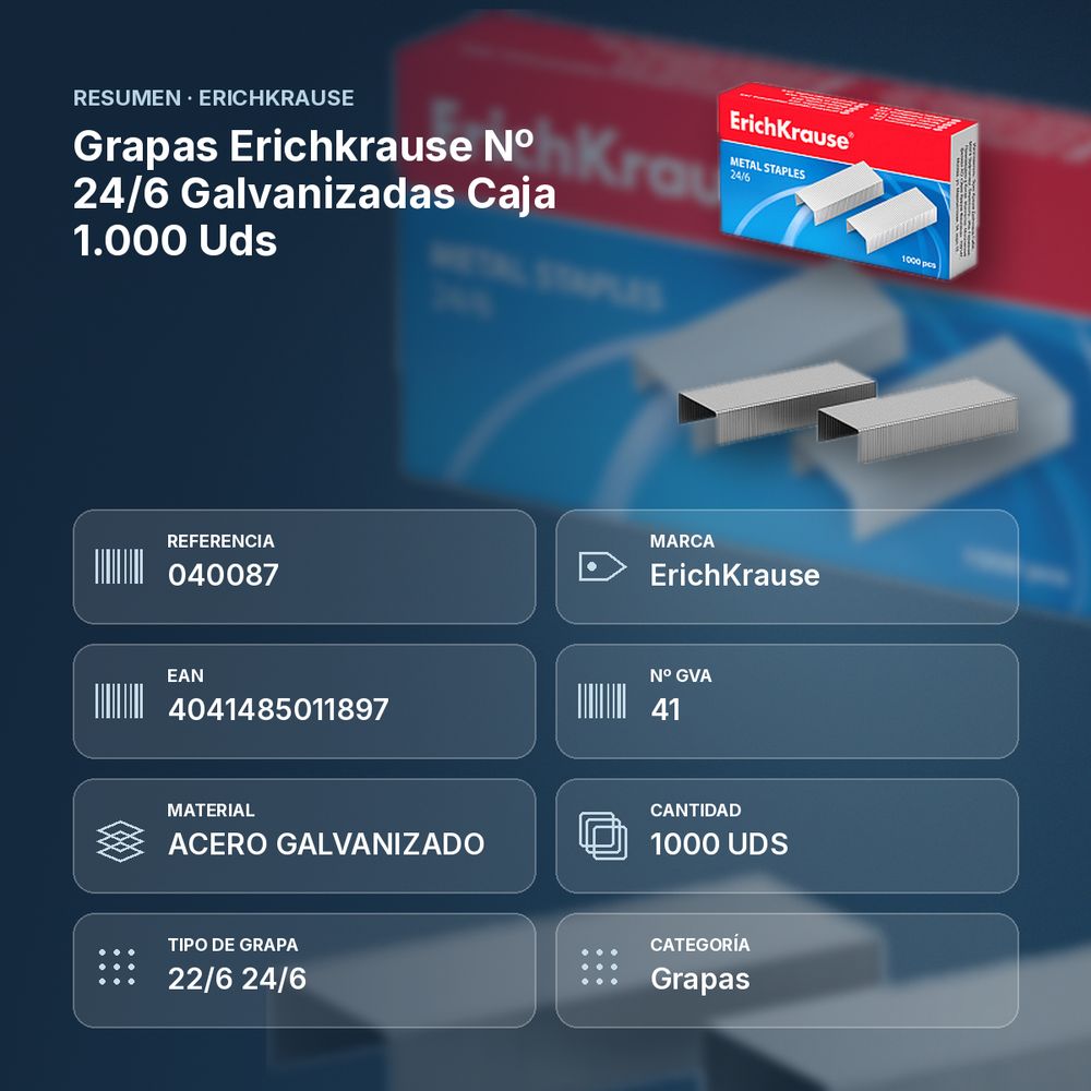 GRAPAS ERICHKRAUSE Nº 24/6 GALVANIZADAS CAJA 1.000 UDS - resumen de atributos