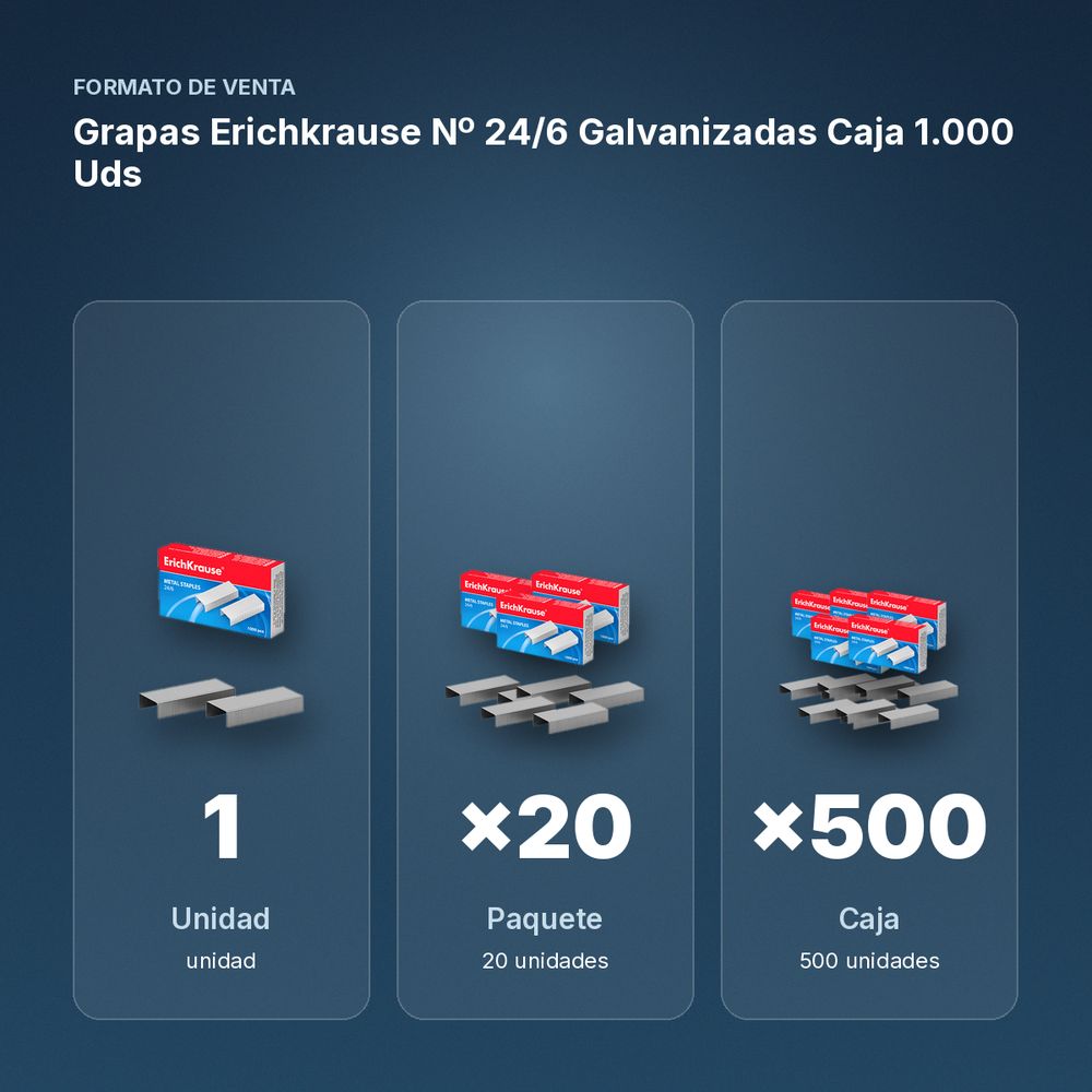 GRAPAS ERICHKRAUSE Nº 24/6 GALVANIZADAS CAJA 1.000 UDS - formato de venta: paquete de 20, caja de 500