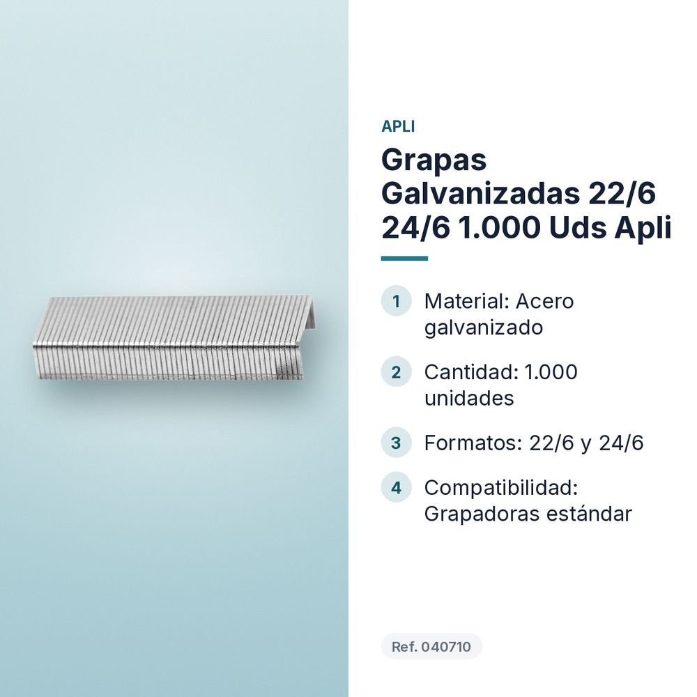 GRAPAS GALVANIZADAS 22/6  24/6 1.000 UDS APLI - características principales