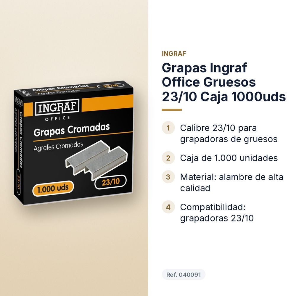 GRAPAS INGRAF OFFICE GRUESOS 23/10 CAJA 1000UDS - características principales