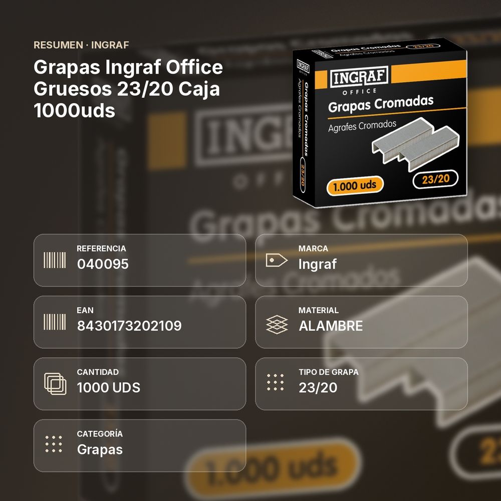 GRAPAS INGRAF OFFICE GRUESOS 23/20 CAJA 1000UDS - resumen de atributos