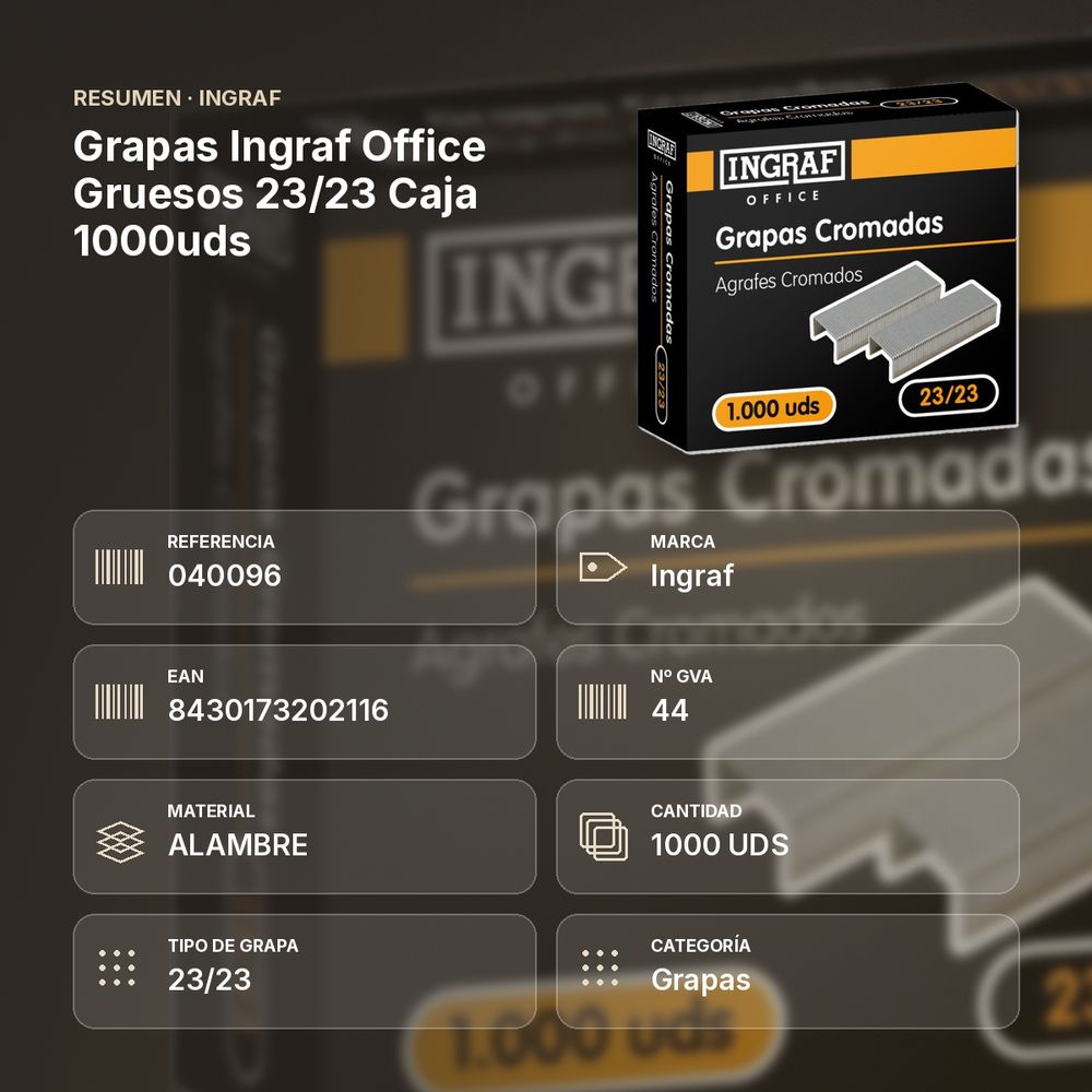GRAPAS INGRAF OFFICE GRUESOS 23/23 CAJA 1000UDS - resumen de atributos