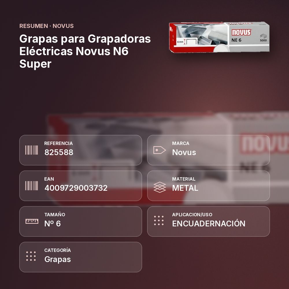 GRAPAS PARA GRAPADORAS ELÉCTRICAS NOVUS N6 SUPER - resumen de atributos