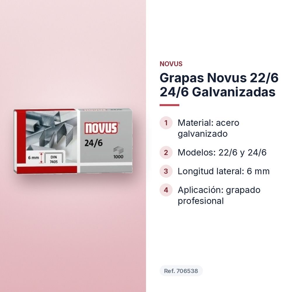 GRAPAS NOVUS 22/6 24/6 GALVANIZADAS - características principales