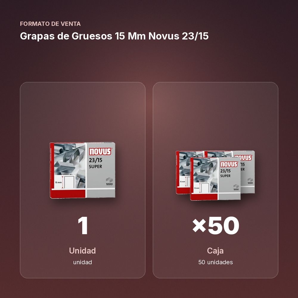 GRAPAS DE GRUESOS 15 MM NOVUS 23/15 - formato de venta: caja de 50