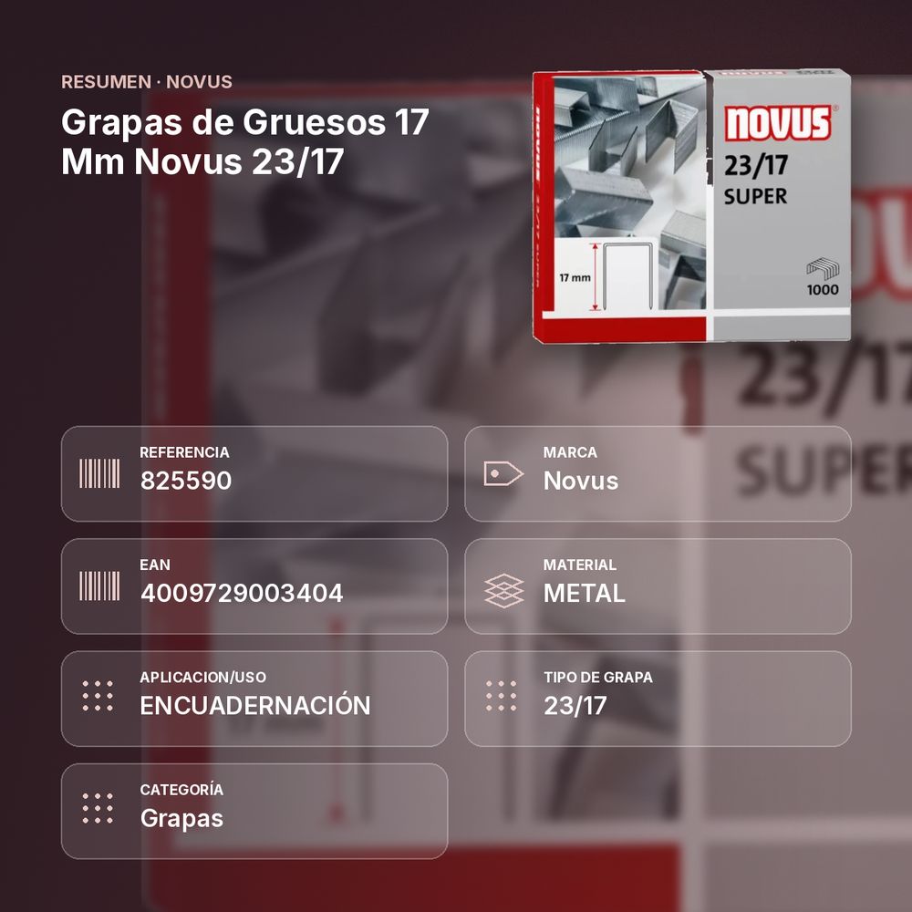 GRAPAS DE GRUESOS 17 MM NOVUS 23/17 - resumen de atributos