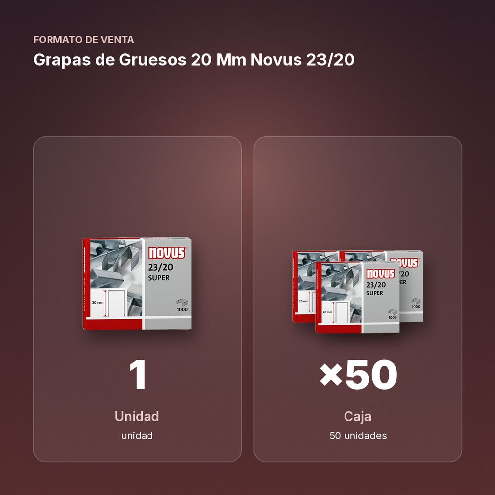GRAPAS DE GRUESOS 20 MM NOVUS 23/20 - formato de venta: caja de 50