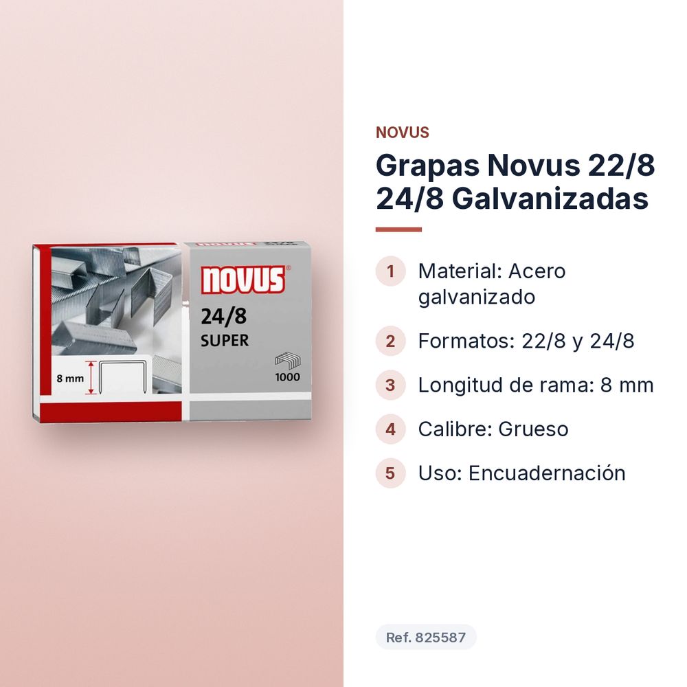 GRAPAS NOVUS 22/8 24/8 GALVANIZADAS - características principales
