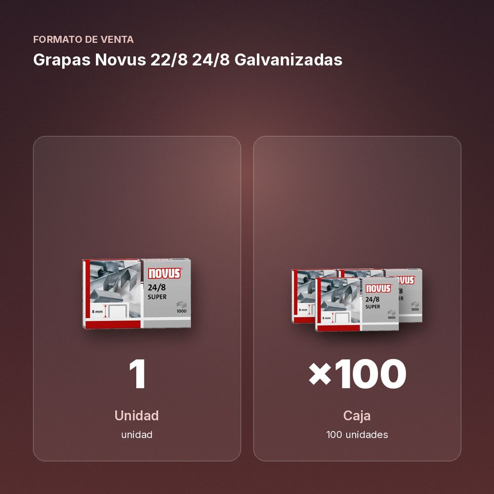 GRAPAS NOVUS 22/8 24/8 GALVANIZADAS - formato de venta: caja de 100