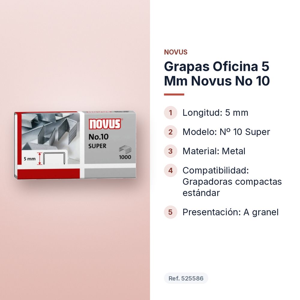 GRAPAS OFICINA 5 MM NOVUS NO 10 - características principales