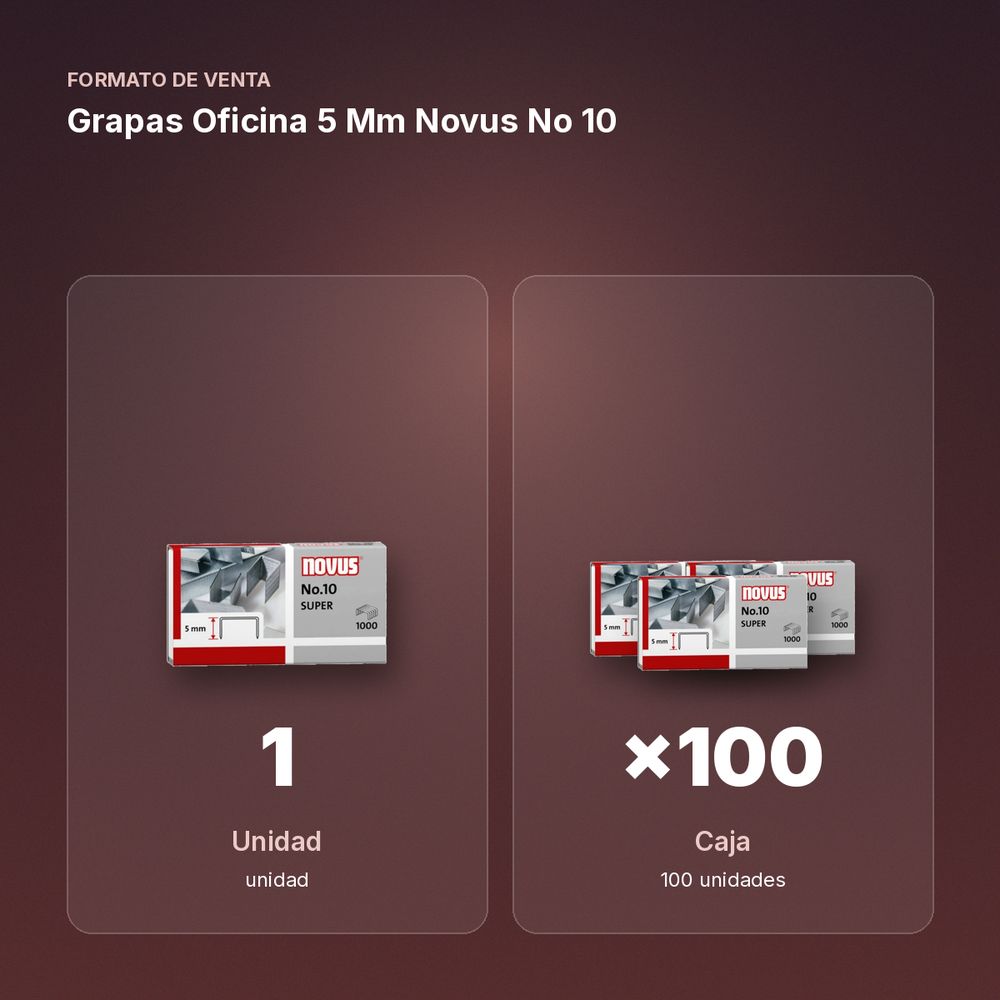 GRAPAS OFICINA 5 MM NOVUS NO 10 - formato de venta: caja de 100
