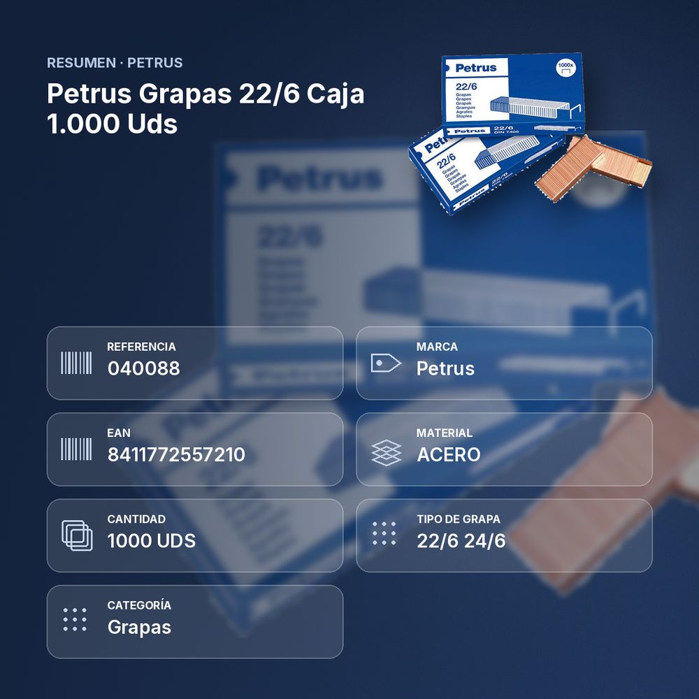PETRUS GRAPAS 22/6 CAJA 1.000 UDS - resumen de atributos