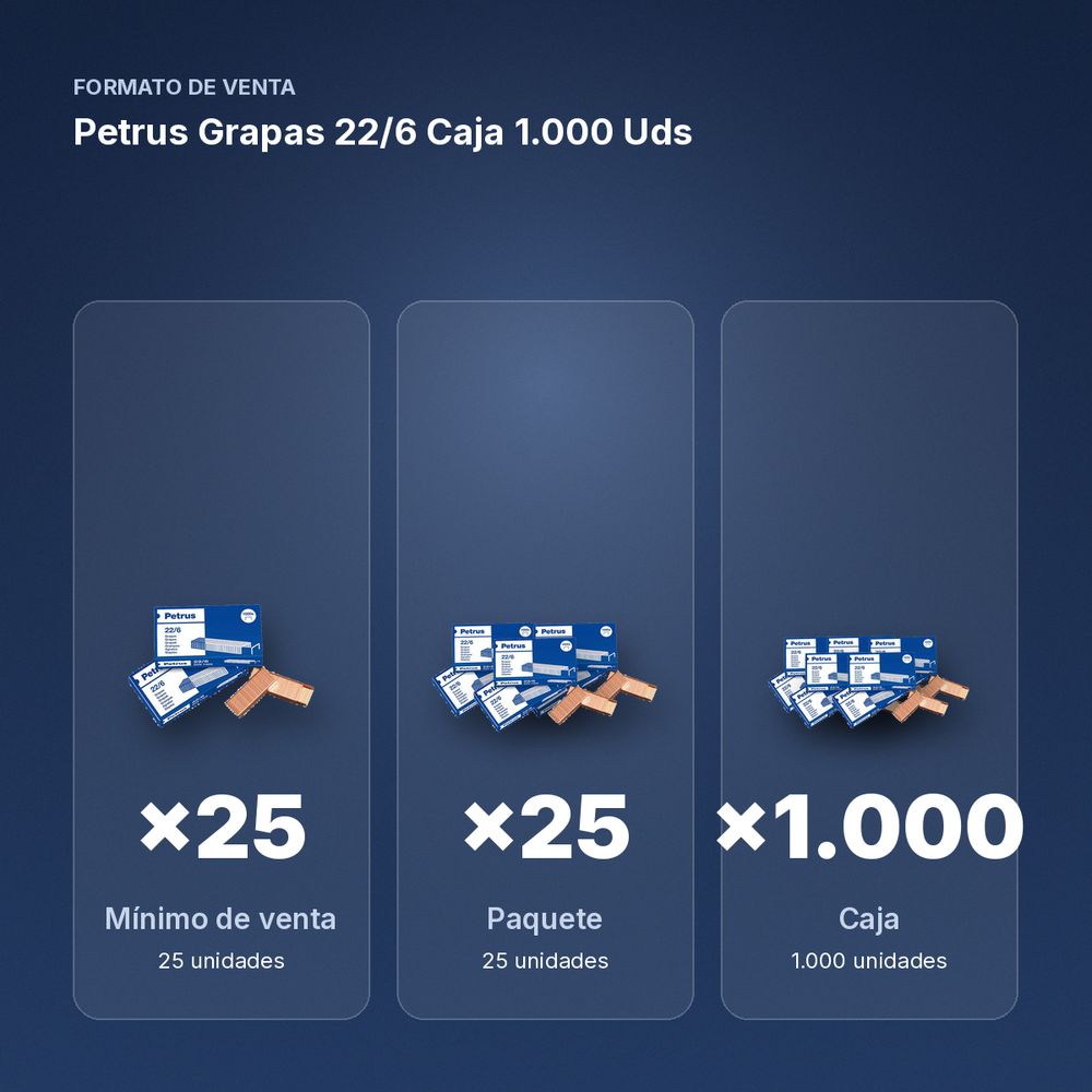 PETRUS GRAPAS 22/6 CAJA 1.000 UDS - formato de venta: paquete de 25, caja de 1000