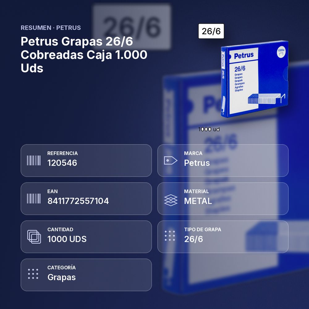 PETRUS GRAPAS 26/6 COBREADAS CAJA 1.000 UDS - resumen de atributos