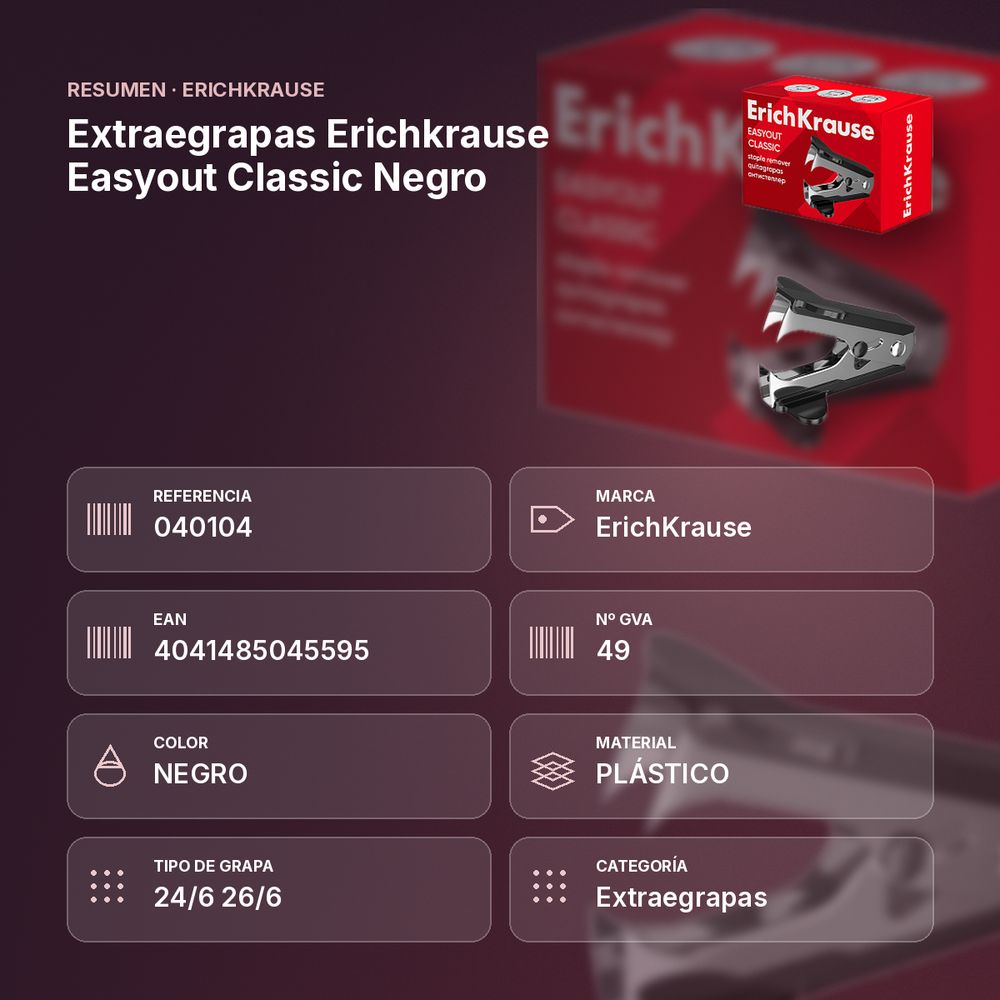 EXTRAEGRAPAS ERICHKRAUSE EASYOUT CLASSIC NEGRO  - resumen de atributos