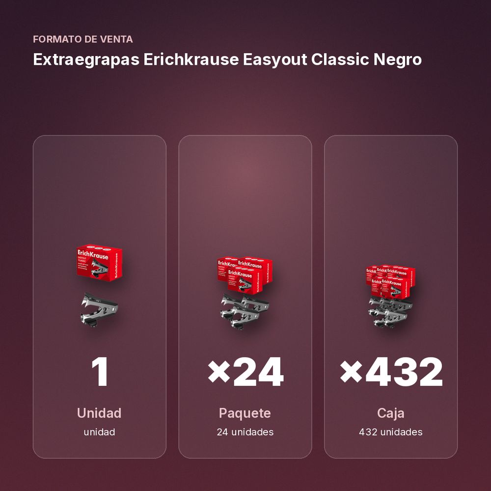 EXTRAEGRAPAS ERICHKRAUSE EASYOUT CLASSIC NEGRO  - formato de venta: paquete de 24, caja de 432