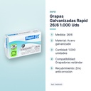 GRAPAS GALVANIZADAS RAPID 26/6 1.000 UDS - características principales