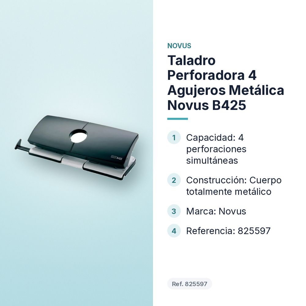TALADRO PERFORADORA 4 AGUJEROS METÁLICA NOVUS B425 - características principales