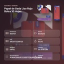 PAPEL DE SEDA LISO ROJO BOLSA 10 HOJAS - resumen de atributos