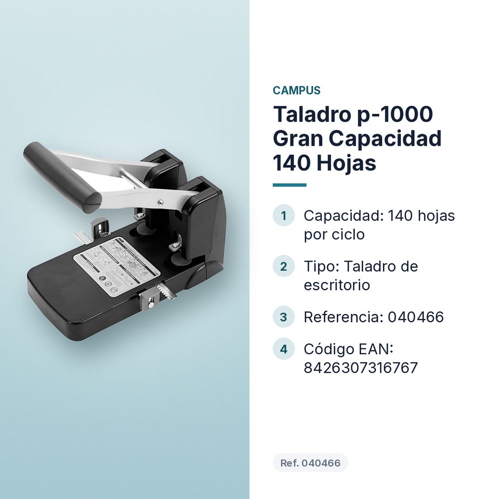 TALADRO P-1000 GRAN CAPACIDAD 140 HOJAS - características principales