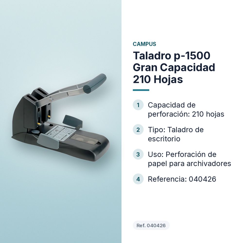 TALADRO P-1500 GRAN CAPACIDAD 210 HOJAS - características principales