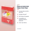 PAPEL A3 80G 500 HOJAS COLOR ROJO - características principales