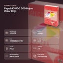 PAPEL A3 80G 500 HOJAS COLOR ROJO - resumen de atributos