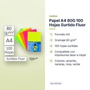 PAPEL A4 80G 100 HOJAS SURTIDO FLUOR - características principales