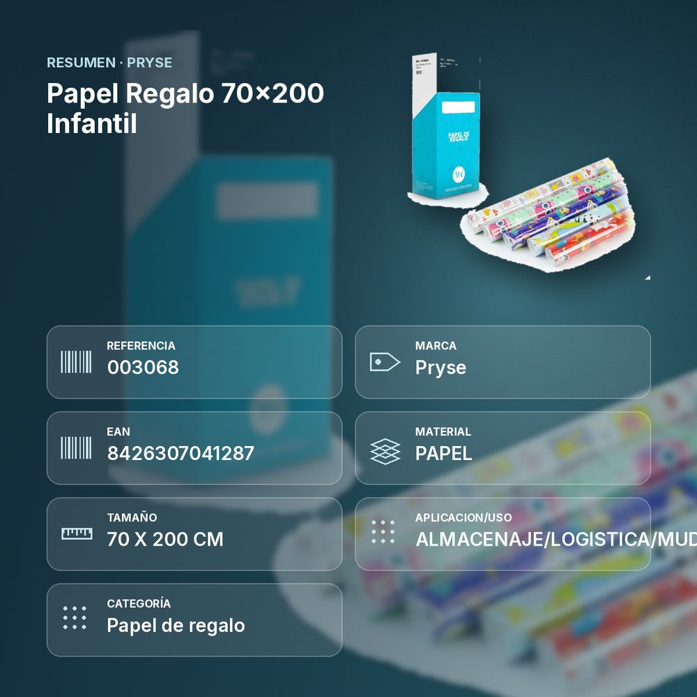 PAPEL REGALO 70X200 INFANTIL - resumen de atributos
