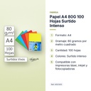 PAPEL A4 80G 100 HOJAS SURTIDO INTENSO  - características principales