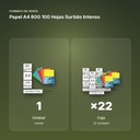 PAPEL A4 80G 100 HOJAS SURTIDO INTENSO  - formato de venta: caja de 22