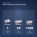 PAPEL CLAIREFONTAINE A3 90G 500 HOJAS - formato de venta: caja de 5, palé de 120