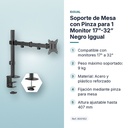 SOPORTE DE MESA CON PINZA PARA 1 MONITOR 17”-32” NEGRO IGGUAL - características principales