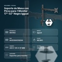 SOPORTE DE MESA CON PINZA PARA 1 MONITOR 17”-32” NEGRO IGGUAL - resumen de atributos