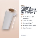 PAPEL PARA PLOTTER CANSON STANDARD 914 mm x 50 m (36") 80 g - características principales