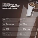 PAPEL PLOTTER 610 mm x 50 m 80 g STANDARD GUARRO & CANSON - resumen de atributos